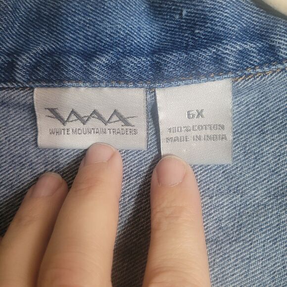 White Mountain Traders Denim Chore Coat Women's 6X Blue Embroidered Cotton READ - Picture 6 of 11